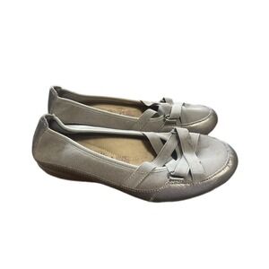 Earth Spirit Gelron Flats Womens 9 Silver Excellent Metallic Mesh Slip On Shoes
